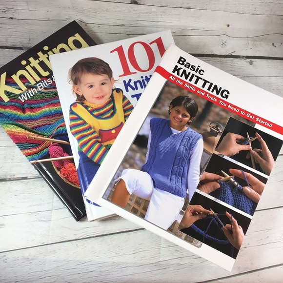 3 Knitting Books 101 Knitting-To-Go Projects, Basic Knitting, Knitting with Bits - Picture 1 of 16